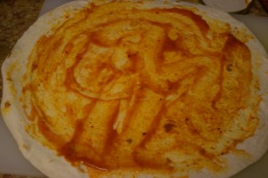 tortilla glazed with ketchup