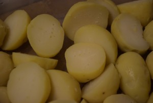 potatoes poked and halved