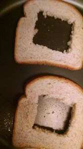 Bread on griddle