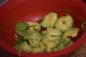 peeled and cut avocados