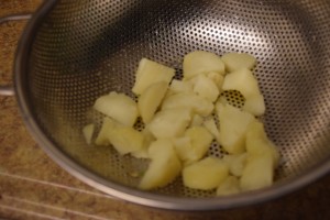 peeled and cut boiled potatoes