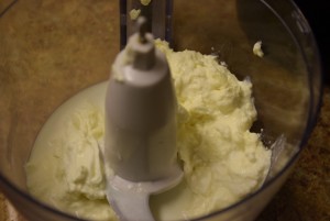 cream added to food -processor