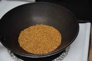 flax seeds in wok